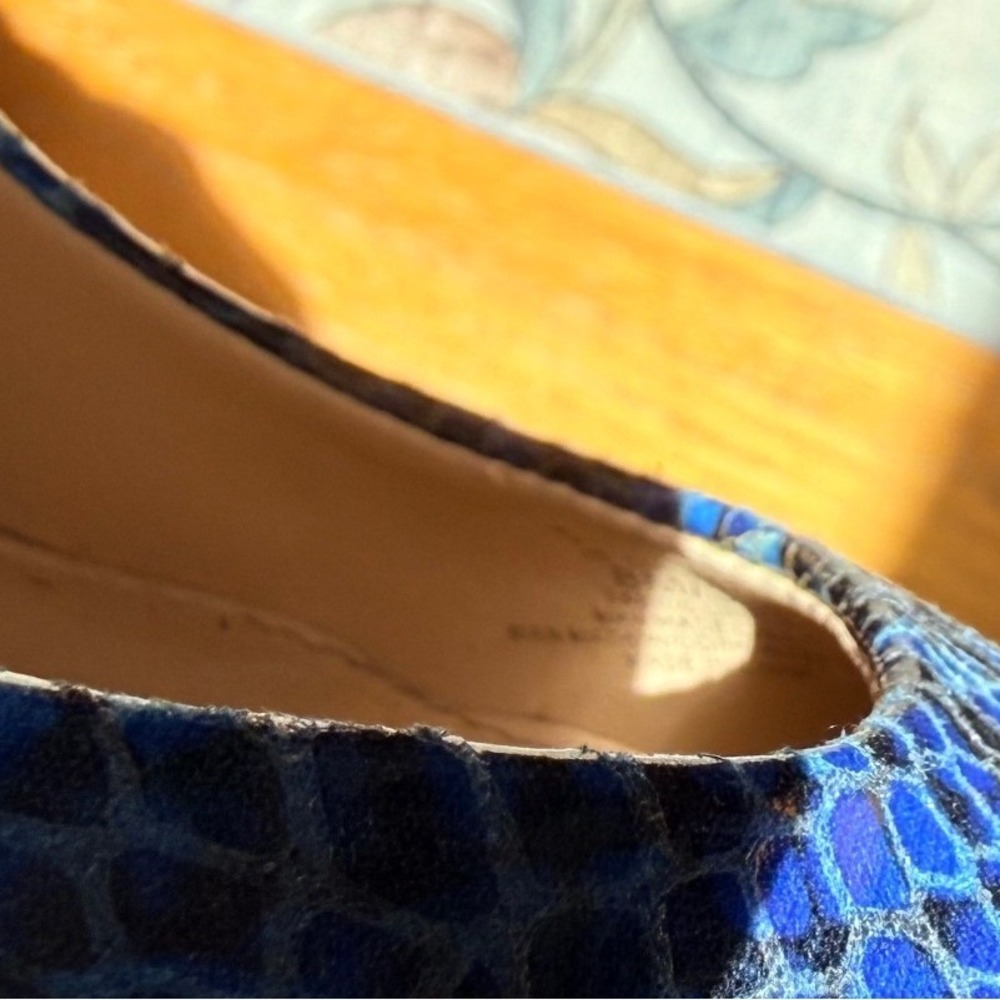 Jessica Simpson Blue Snakeskin Embossed Pointed Toe D'Orsay Stiletto Pumps 8M - Picture 8 of 8